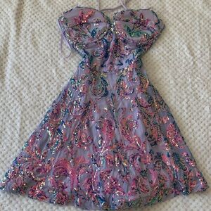 Windsor Lavender Sequin Paisley Mini Dress